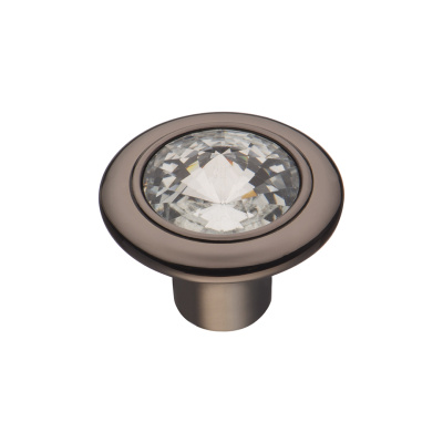 CRL35 BN Ручка-кнопка с кристаллами, черный хром