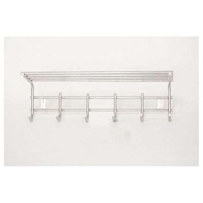1217 Вешалка для одежды 6 крючков с полкой  (хром)