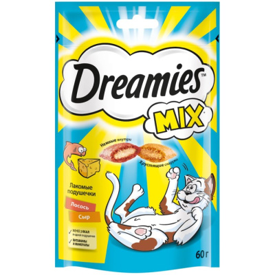 7865030 Лакомство Dreamies для кошек лосось-сыр 60г