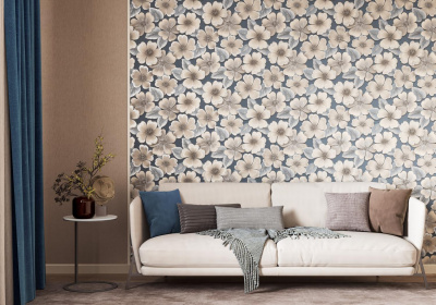 FM71804-62 Обои флизелиновые Junis мотив синий-бежевый 1,06х10м1