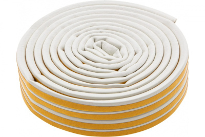 Уплотнитель резиновый, 12 м, профиль D, белый Сибртех