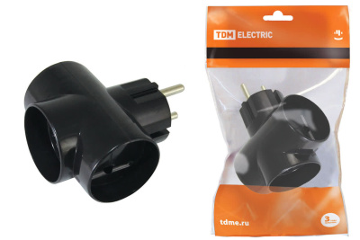 SQ1806-0042 Тройник 3х2П 16А 250B черный TDM