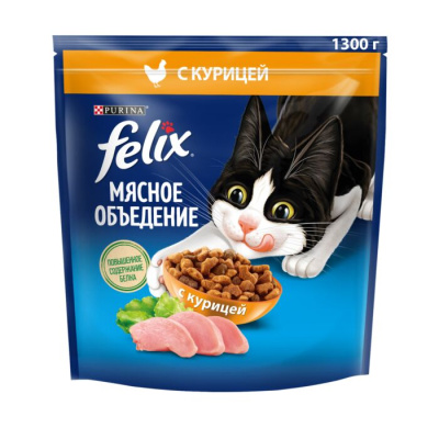 12561138 Корм сухой FELIX Мясное объедение с курицей 1,3кг